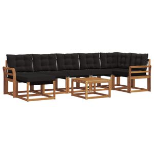 vidaXL Ensemble de canap&eacute;s d'ext&eacute;rieur 8 pcs Naturel et Noir