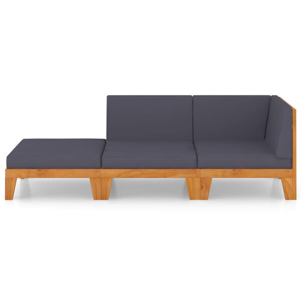 vidaXL Salon de jardin 3 pcs avec coussins Bois d'acacia solide