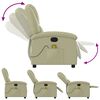 vidaXL Fauteuil de massage inclinable cr&egrave;me cuir v&eacute;ritable