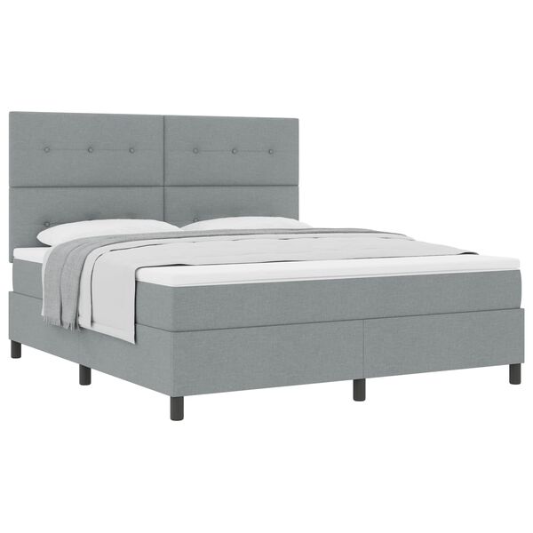 vidaXL Lit &agrave; ressorts avec matelas Gris clair 180 x 200 cm tissu