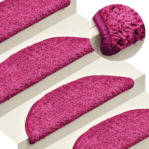 vidaXL Tapis d'escalier 15 pi&egrave;ces 56 x 17 x 3 cm Rose Demi-rond
