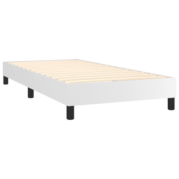 vidaXL Sommier &agrave; lattes de lit avec matelas Blanc 100x200cm Similicuir