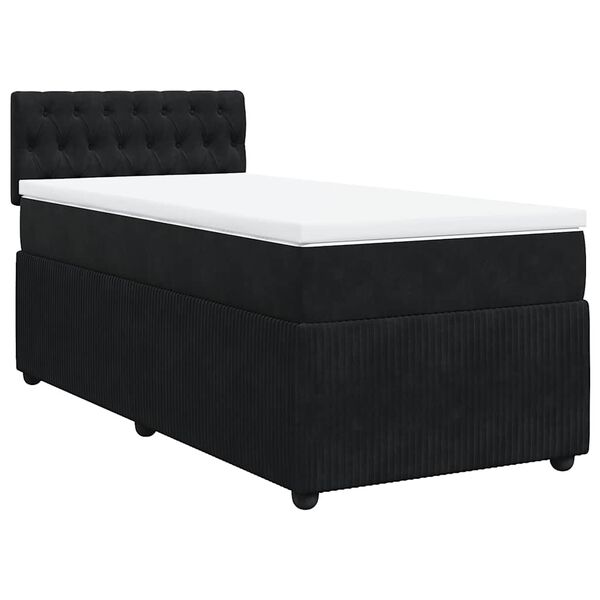 vidaXL Sommier &agrave; lattes de lit avec matelas Noir 90x200 cm Velours