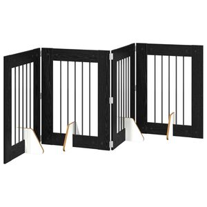 vidaXL Porte de chien pliable avec supports 4 pcs Ch&ecirc;ne noir 241 cm