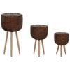 vidaXL Jardini&egrave;re 3 pcs Osier avec doublure en PE