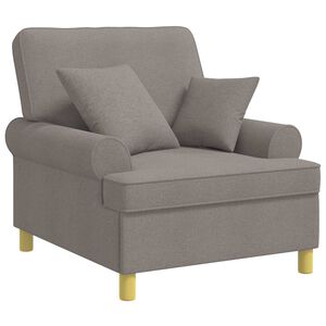vidaXL Fauteuil XL avec coussins Taupe Tissu