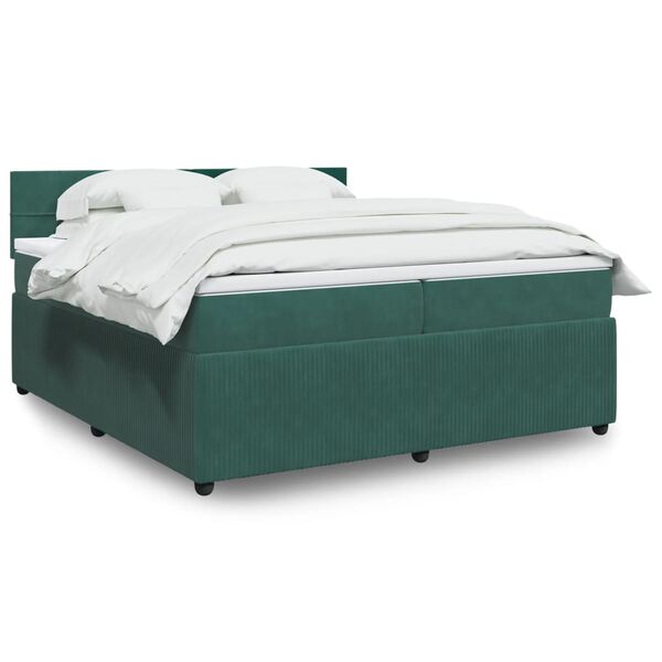 vidaXL Sommier &agrave; lattes de lit et matelas Vert fonc&eacute; 200x200cm Velours
