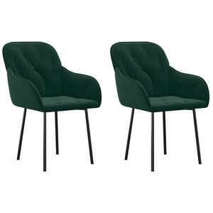 vidaXL Chaises &agrave; manger lot de 2 Vert fonc&eacute; Velours