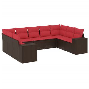 vidaXL Ensemble de canap&eacute; de jardin 9 pcs avec coussins marron r&eacute;sine tress&eacute;e