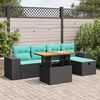 vidaXL Salon de jardin avec coussins 6pcs marron r&eacute;sine tress&eacute;e acacia