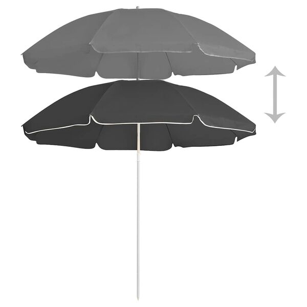 vidaXL Parasol de jardin avec m&acirc;t en acier anthracite 180 cm