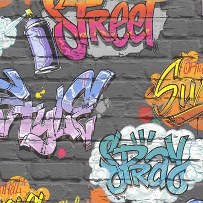 DUTCH WALLCOVERINGS Papier peint Graffiti Multicolore L179-01