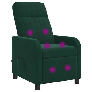 vidaXL Fauteuil de massage inclinable Vert fonc&eacute; Velours (V)