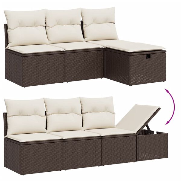 vidaXL Salon de jardin 8 pcs avec coussins marron r&eacute;sine tress&eacute;e