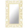 vidaXL Miroir sculpt&eacute; &agrave; la main Blanc 80x50 cm Bois de manguier massif