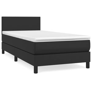 vidaXL Sommier &agrave; lattes de lit avec matelas Noir 90x200 cm Similicuir
