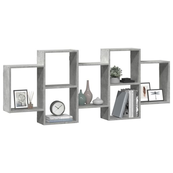 vidaXL &Eacute;tag&egrave;re murale gris b&eacute;ton 159x18x65 cm bois d'ing&eacute;nierie