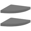 vidaXL &Eacute;tag&egrave;res d'angle flottantes 2pcs gris brillant 35x35x3,8 cm MDF
