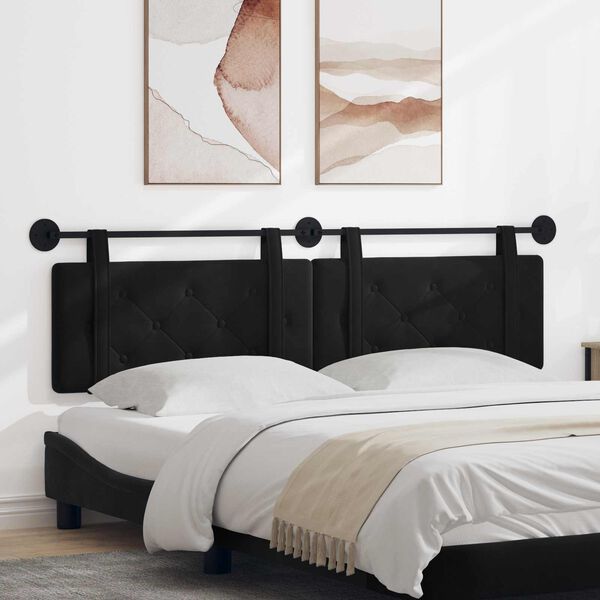 vidaXL T&ecirc;te de lit suspendue Noir 170 x 55 x 5 cm Velours