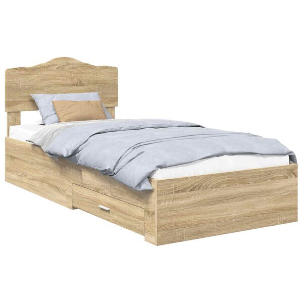 vidaXL Cadre de lit Ch&ecirc;ne Sonoma 70 x 190 cm Bois d'ing&eacute;nierie