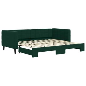 vidaXL Lit de jour avec gigogne sans matelas vert fonc&eacute; 90x200 cm