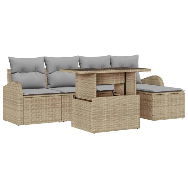 vidaXL Ensemble de canap&eacute; de jardin 6 pcs Beige Poly rotin