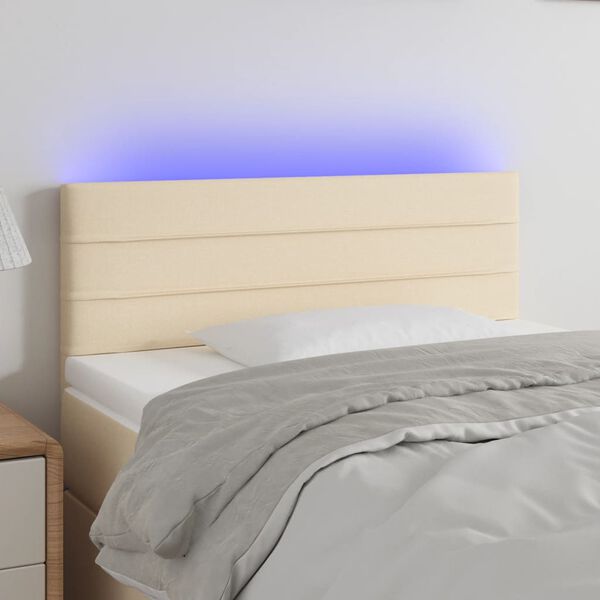 vidaXL T&ecirc;te de lit &agrave; LED Cr&egrave;me 100x5x78/88 cm Tissu