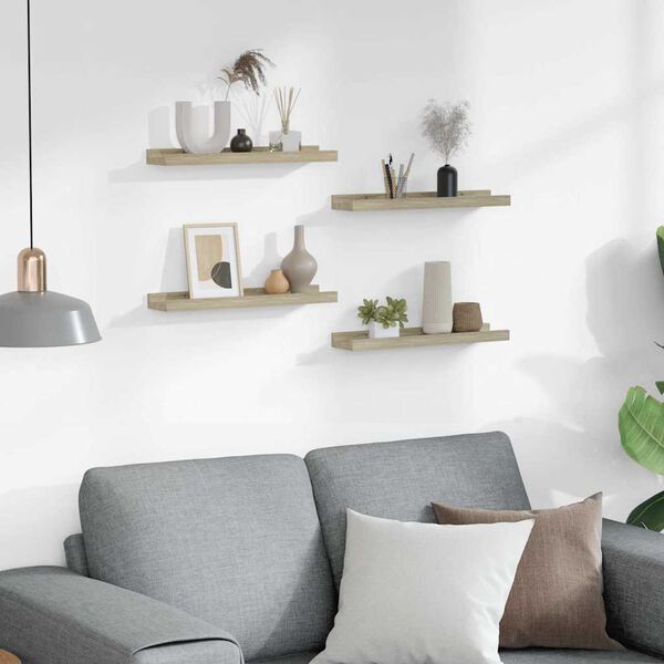 vidaXL &Eacute;tag&egrave;res murales 4 pcs ch&ecirc;ne sonoma 40x9x3 cm