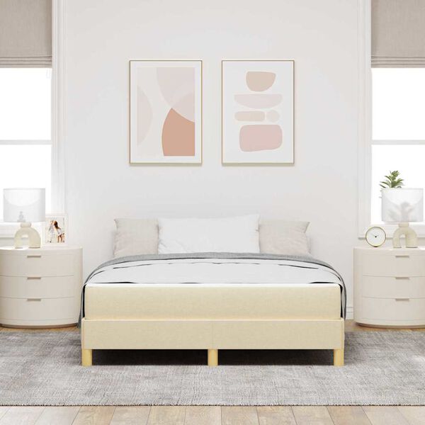 vidaXL Lit &agrave; ressorts avec matelas Cr&egrave;me 140 x 190 cm tissu
