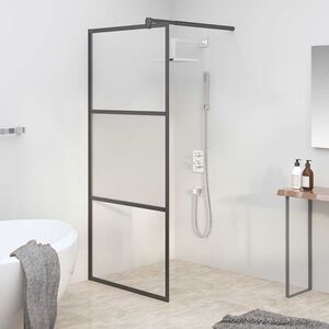 vidaXL Paroi de douche 80x195 cm Verre ESG demi-d&eacute;poli Noir