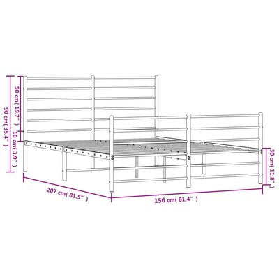 vidaXL Cadre de lit métal sans matelas et pied de lit blanc 150x200 cm