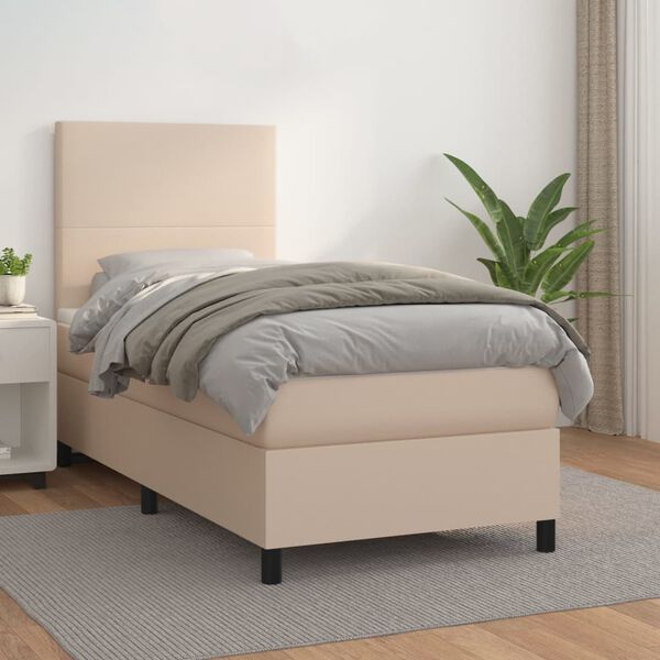 vidaXL Sommier &agrave; lattes de lit avec matelas Cappuccino 100x200 cm