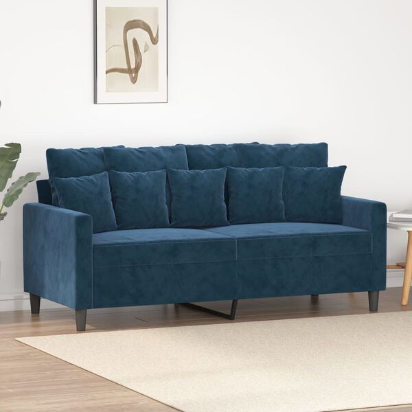vidaXL Canapé à 2 places Bleu 140 cm Velours