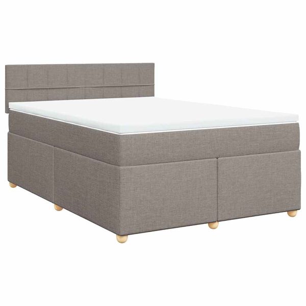 vidaXL Sommier &agrave; lattes de lit avec matelas Taupe 140x190 cm Tissu