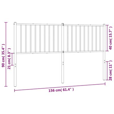 vidaXL Tête de lit métal blanc 150 cm