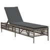 vidaXL Chaise longue avec coussin gris r&eacute;sine tress&eacute;e