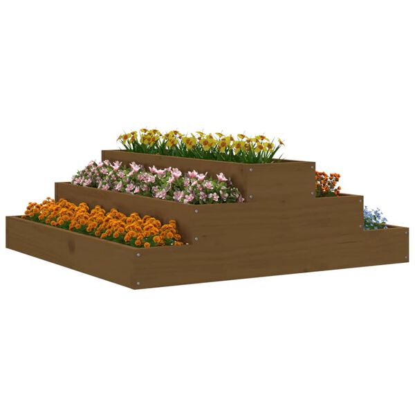 vidaXL Jardinière Marron miel 80x80x27 cm Bois massif de pin