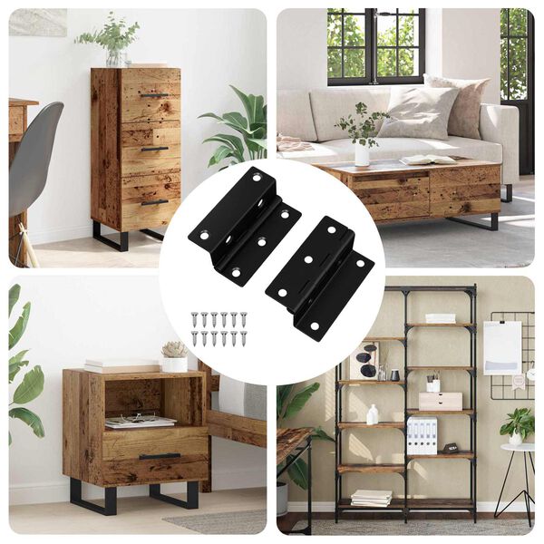 vidaXL Charni&egrave;re 2 pcs Noir 38 x 17 x 60 mm Fer