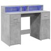 vidaXL Bureau et lumières LED gris béton 120x55x91cm bois d'ingénierie
