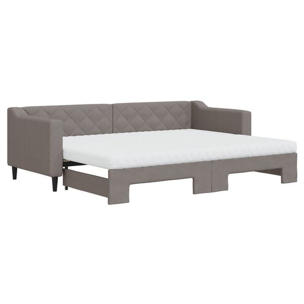 vidaXL Lit de jour avec gigogne et matelas taupe 80x200 cm tissu