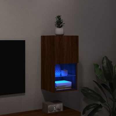 vidaXL Meuble TV avec lumières LED chêne marron 30,5x30x60 cm