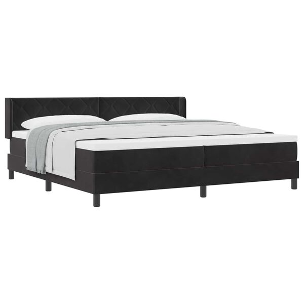 vidaXL Lit &agrave; ressorts avec matelas Noir 200 x 200 cm Polyester