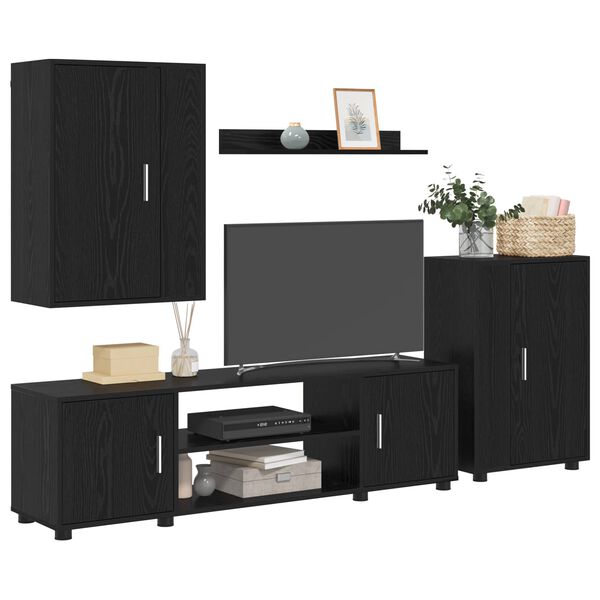 vidaXL Ensemble meuble TV 4 pcs Chêne noir Bois d'ingénierie