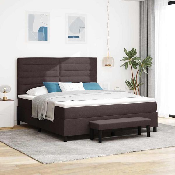 vidaXL Lit &agrave; ressorts avec matelas Marron fonc&eacute; 180 x 200 cm tissu