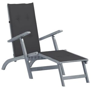 vidaXL Chaise longue d'ext&eacute;rieur repose-pied et coussin Acacia solide