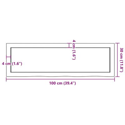 vidaXL Étagère murale 100x30x(2-4) cm bois de chêne massif non traité