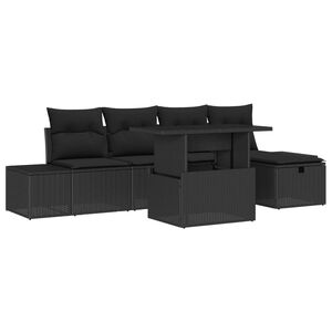vidaXL Ensemble de canap&eacute; de jardin 6 pcs Noir polyrotin