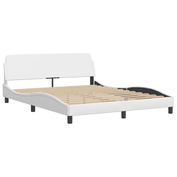 vidaXL Lit Viana avec matelas blanc 160x200 cm similicuir