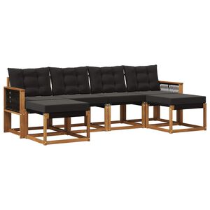 vidaXL Ensemble de canap&eacute;s d'ext&eacute;rieur 6 pcs Naturel et noir