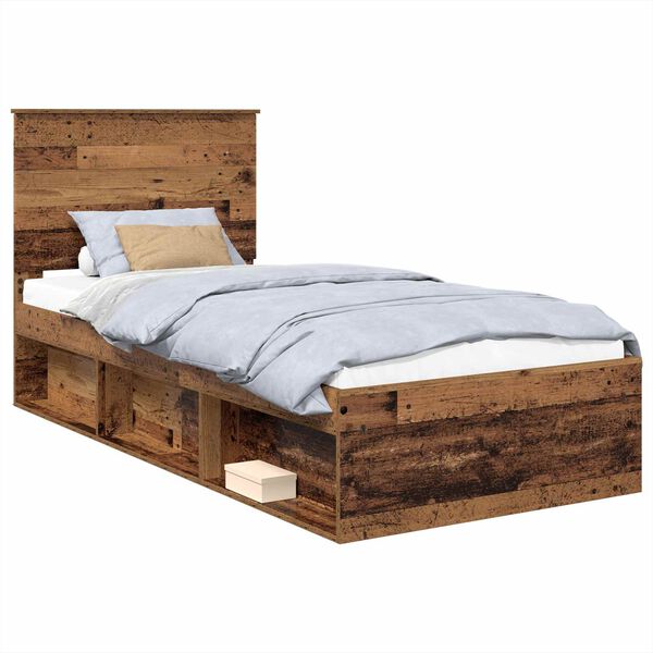 vidaXL Cadre de lit Bois ancien 75 x 190 cm Bois de pin massif